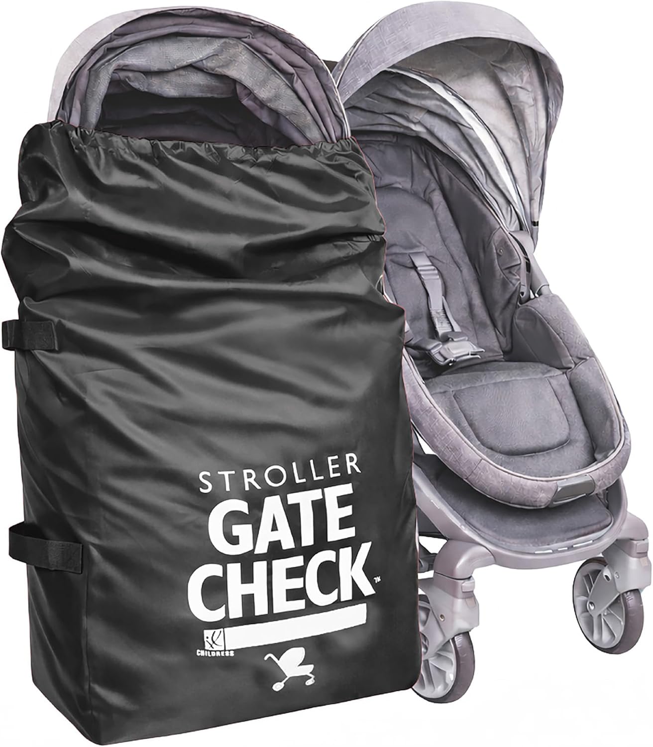 J.L. Childress Gate Check Bag for Single & Double Strollers - Travel Bag for Airplane, Fits Most Standard Baby Strollers, Airport Accessories for Gate Check, Flying Essentials - Deluxe, Grey
