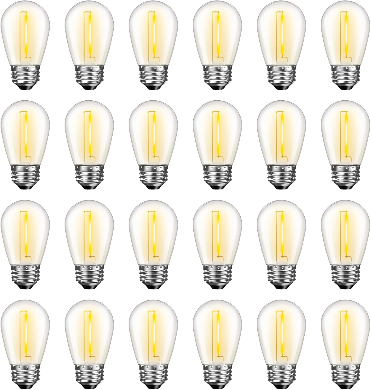 GvvooHome 24 Pack LED S14 Replacement Light Bulbs, Waterproof 1W Vintage Edison Bulbs for Outdoor Patio Backyard String Lights, Dimmable, E26 Regular Medium Screw Base, 2200K Warm White