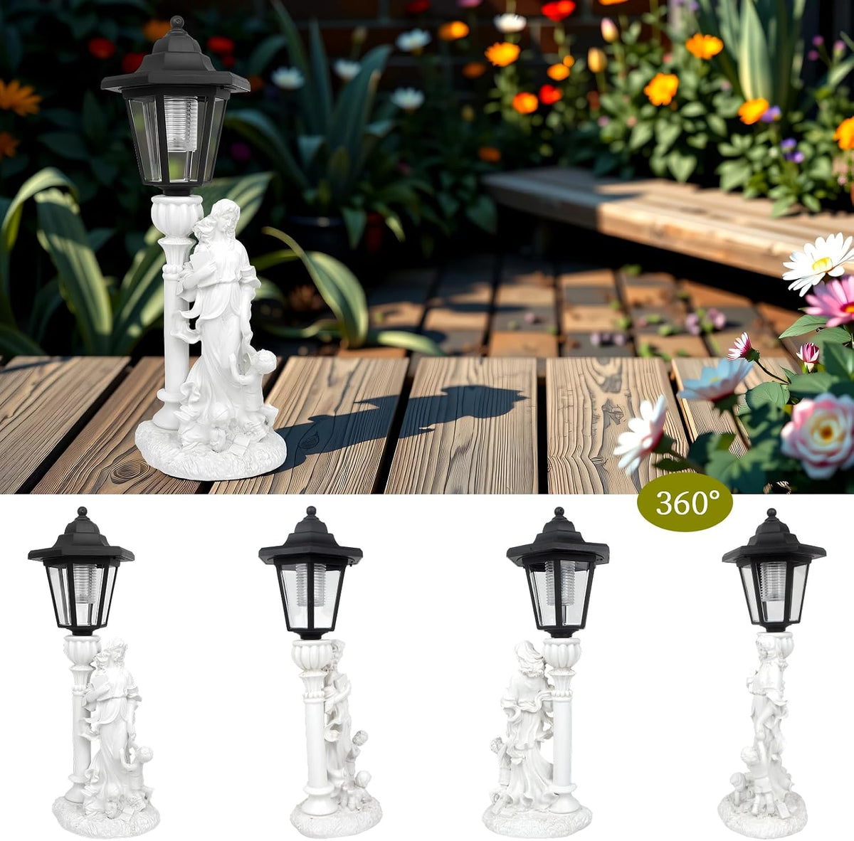 Solar Motherly Love Garden Decor, Outdoor Statues with Lantern