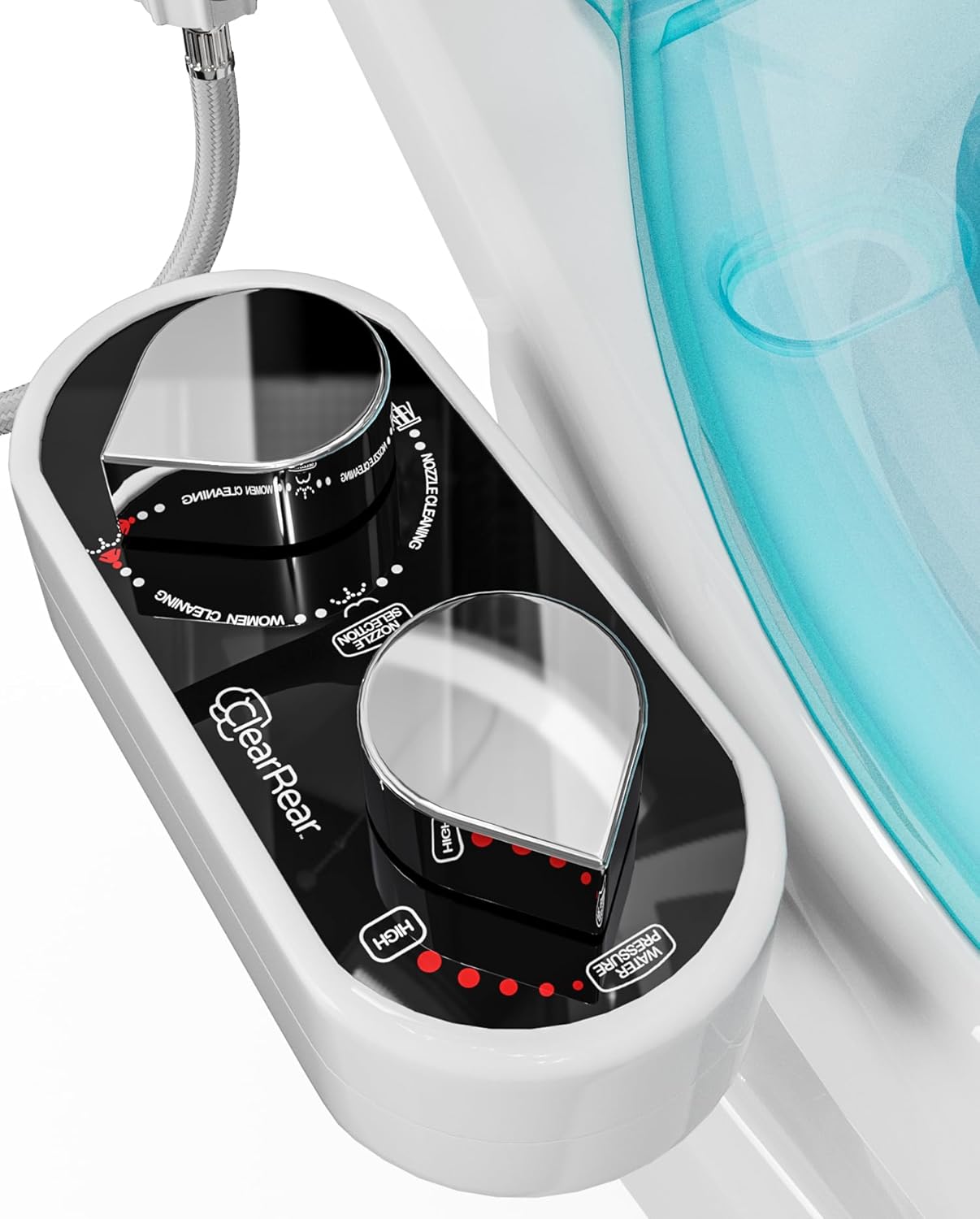 CLEAR REAR Bidet Attachment for Toilet Seat - Non-Electric with Self Cleaning Dual Nozzles, Leak Proof Connectors, Adjustable Water Spray, Rear & Feminine Wash - Hygienic Bathroom Upgrades (Black)