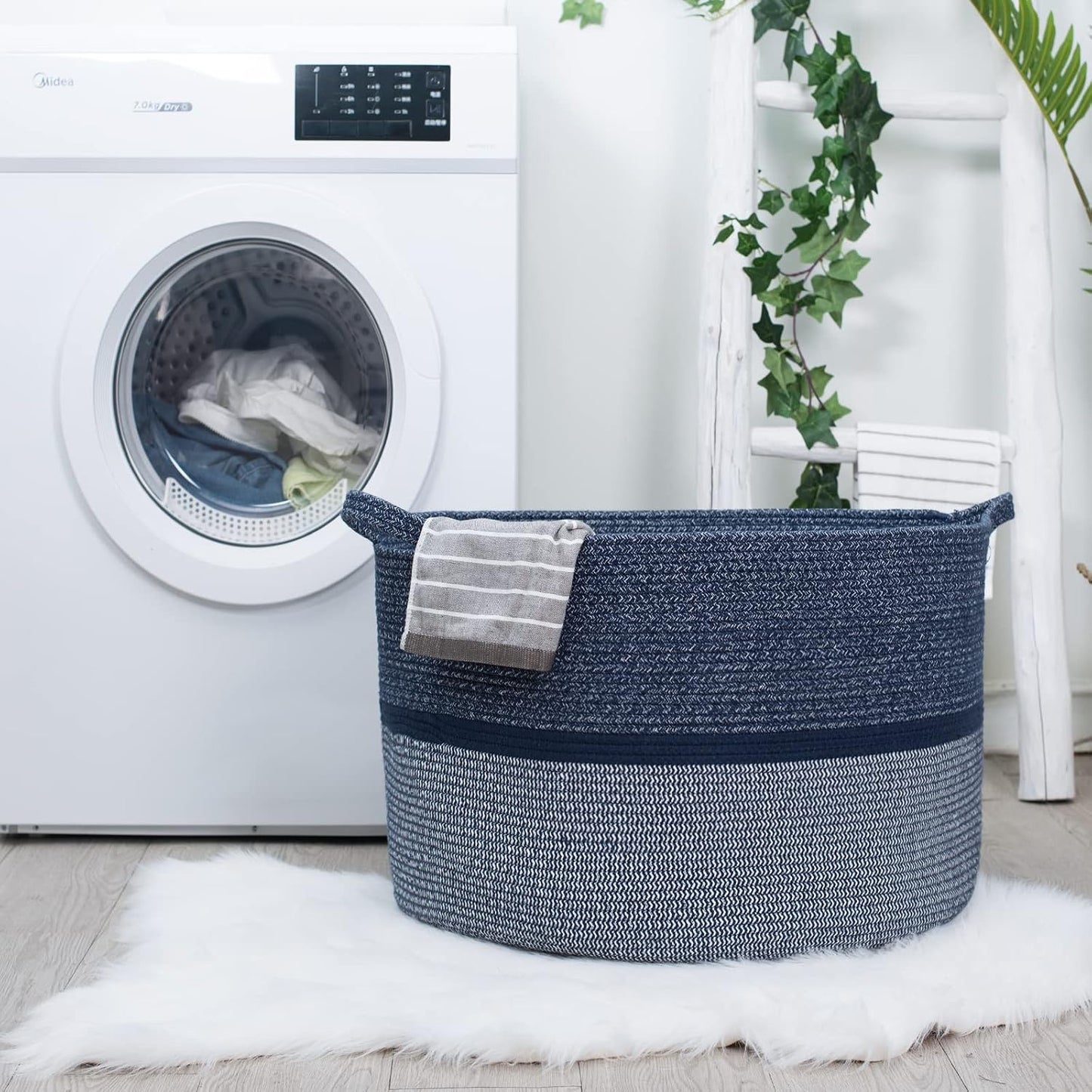 R RUNKA Extra Large Storage Basket - Soft Woven Organizer, 22" x 14"