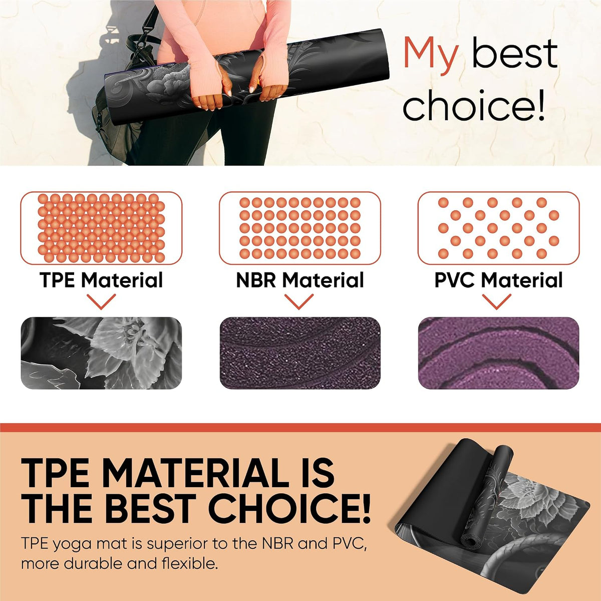 Yoga Mat, Personalized Non-Slip Natural Rubber Mat 4mm