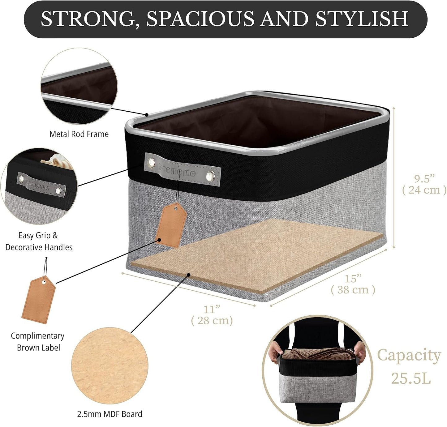 DECOMOMO Storage Bins, Large Fabric Storage Baskets for Shelves 4 Pack