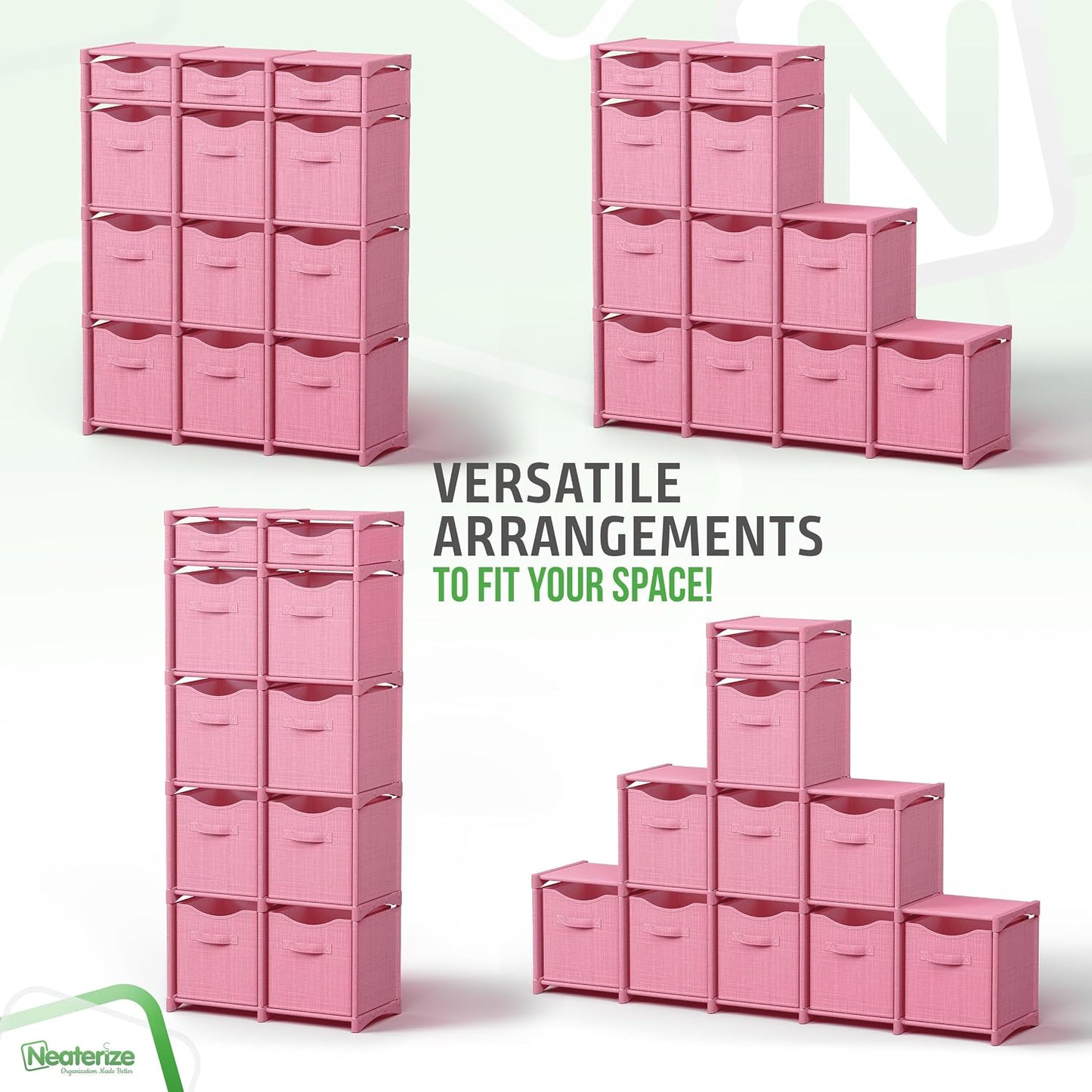 Cube Storage Organizer with Storage Bins Included - The Perfect Closet Organizers and Storage Solution. Includes 12 Storage Cubes, Great For Toy Storage, Closet Storage, Clothes Storage (Pink)
