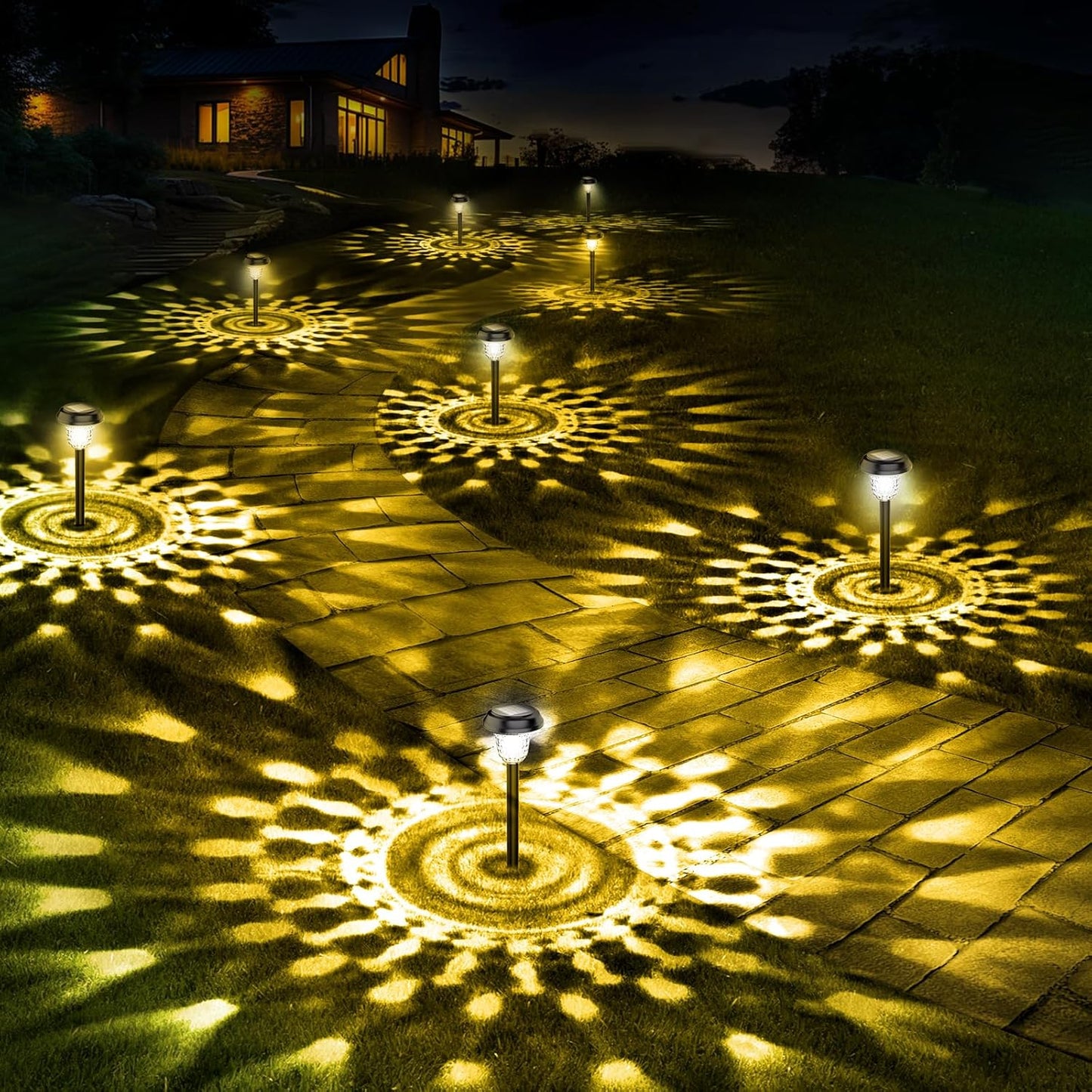 10 Pack Ultra Bright Solar Lights Outdoor Waterproof, from Dusk to Dawn Up to 12H Outdoor Solar Lights, Auto On/Off Solar Powered Garden Pathway Lights, Landscape Lighting Decorative for Yard, Patio