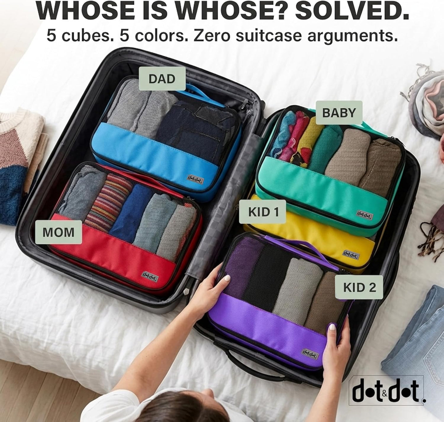 Large Packing Cubes for Travel - 5pc Packing Cubes for Suitcases - Lightweight Luggage Organizer Bags (Non-Compression)