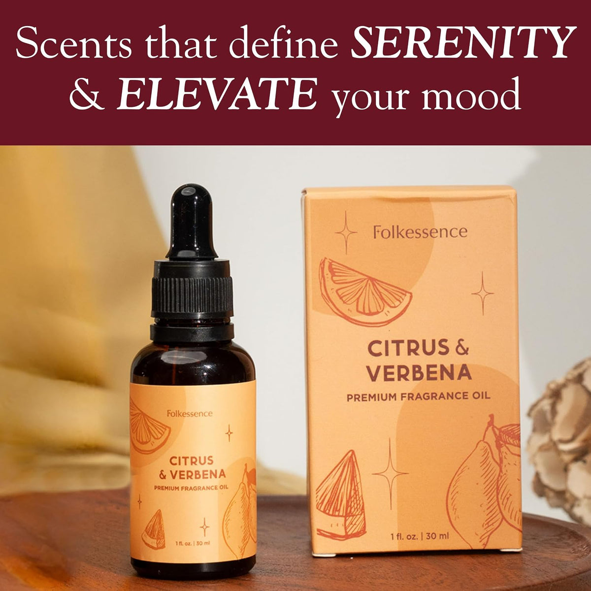 Folkulture Citrus & Verbena Essential Oil Blend for Diffusers, 30ml