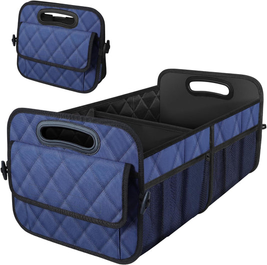 Deosk Car Trunk Organizer for SUV, Car Organizers and Storage with Reinforced Handles, Car Accessories for Women/Men 50L Waterproof Polyester Trunk Organizer(Medium, Dark Blue)