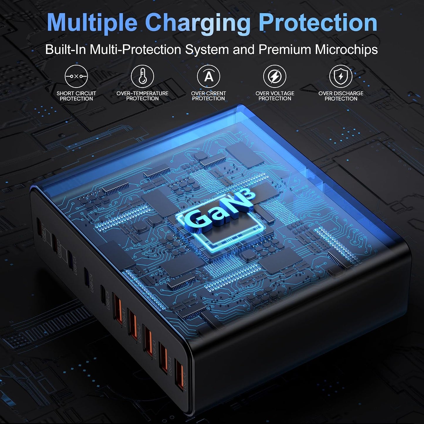 800W USB C Charger Block,10-Port GaN Charging Station | Aexhend Fast Charging Type C & USB A Wall Charger Adapter for MacBook Pro/Air,iPhone,iPad,Dell XPS, Galaxy (Bright Black)