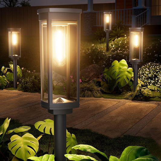 NEWMESSI 8 Pack Solar Pathway Lights Outdoor IP65 Waterproof Super Brightness Solar Powered Landscape Path Lights for Outside Walkway Driveway Garden