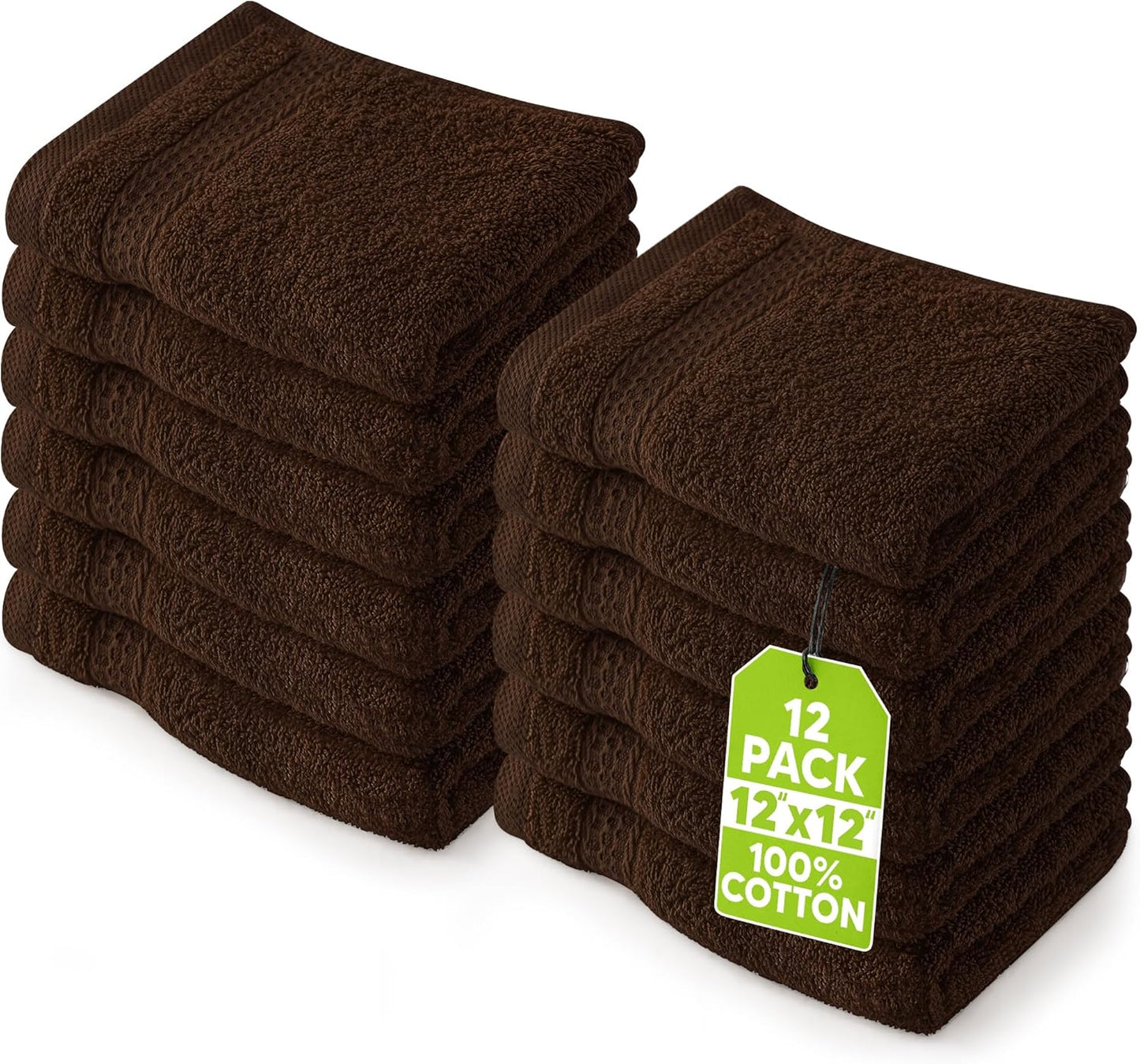 Utopia Towels 12 Pack Premium Wash Cloths Set, 12 by 12 Inches, 100% Cotton Ring Spun, Highly Absorbent and Soft Feel Essential Washcloths for Bathroom, Spa, Gym, and Face, Black
