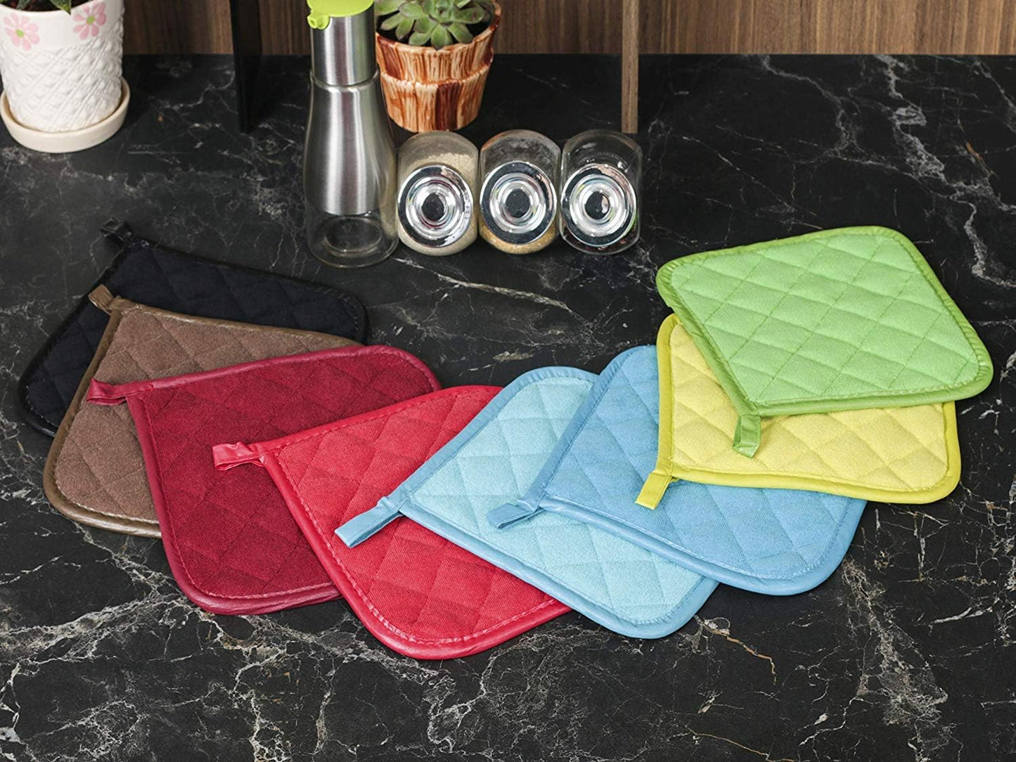 Pot Holders Cotton Made Machine Washable Heat Resistant Potholder, Pot Holder, Hot Pads, Trivet for Cooking and Baking (5, Dark Grey)