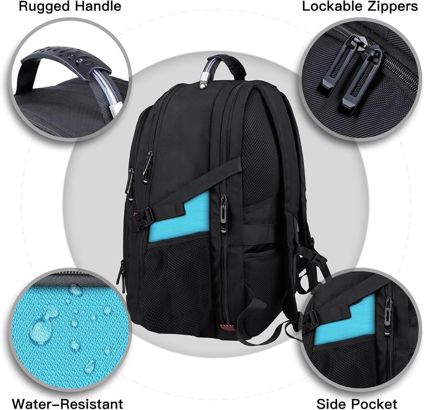 ANTERK Extra Large Backpack, Travel Backpack, Sturdy TSA Water Resistant 17.3 Inch Carry on Backpacks, Anti Theft Business Computer Backpacks Gifts for Men Women, Lake Blue
