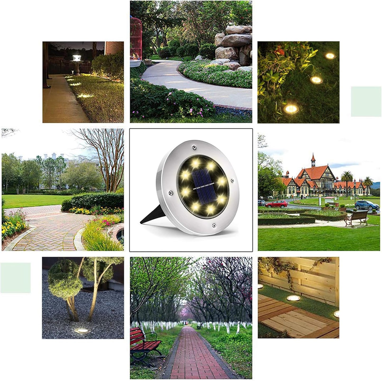 INCX 4.6 inch Solar Lights Outdoor Waterproof,12 Pack Solar Lights for Outside, Solar Garden Lights Landscape Lighting for Patio Pathway Lawn Yard Deck Driveway Walkway, Warm White