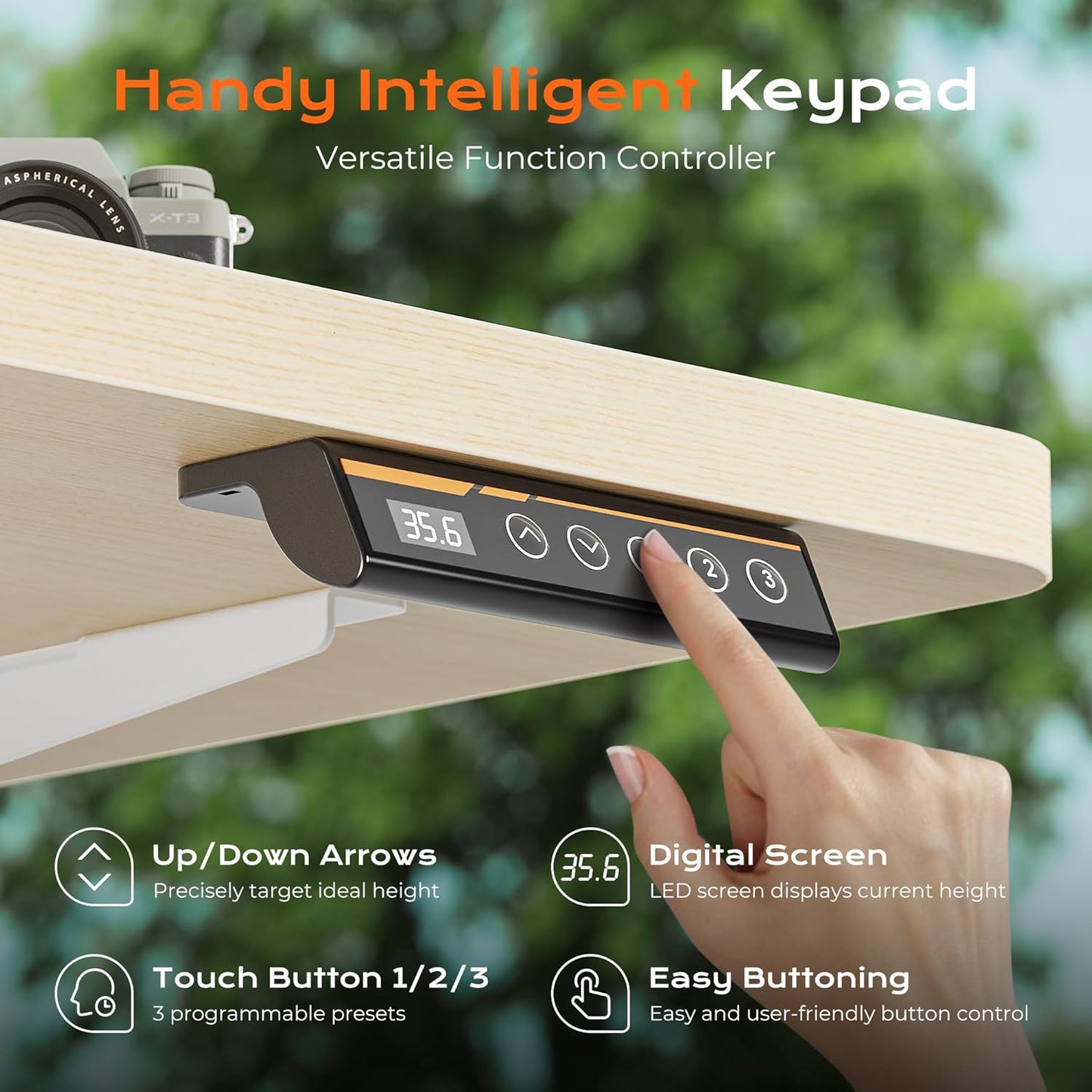 Huuger 55 x 28 Large Electric Standing Desk, Height Adjustable Desk, 27.6" Deep Desktop, Stand up Gaming Computer Office Desk with 2 Hooks, 3 Preset Heights, for Home Office, Maple
