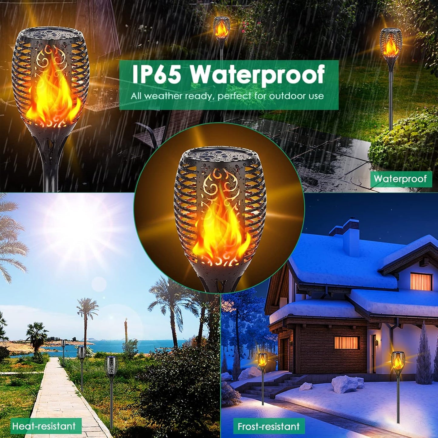 TomCare Solar Lights Outdoor 99 LED Higher & Larger Flickering Flame Solar Torch Lights 43" Waterproof Outdoor Lighting Solar Powered Pathway Walkway Lights for Outside Garden Patio Yard, 4Pack