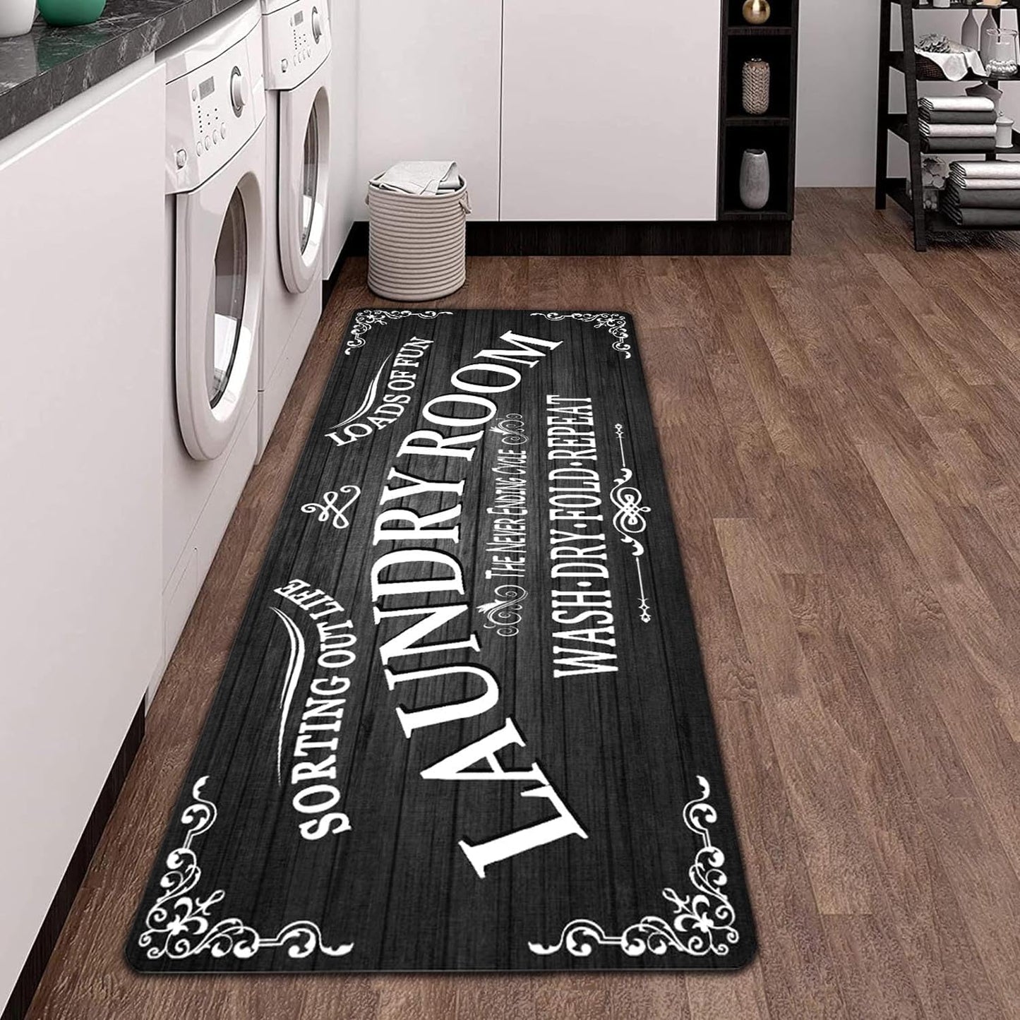 Non Slip Laundry Room Rug - Farmhouse Kitchen Floor Mat -Laundry Room Rug- Runner Decor -Washable Floor Carpet for Washroom Mudroom Kitchen Bathroom Hallway-20 x48