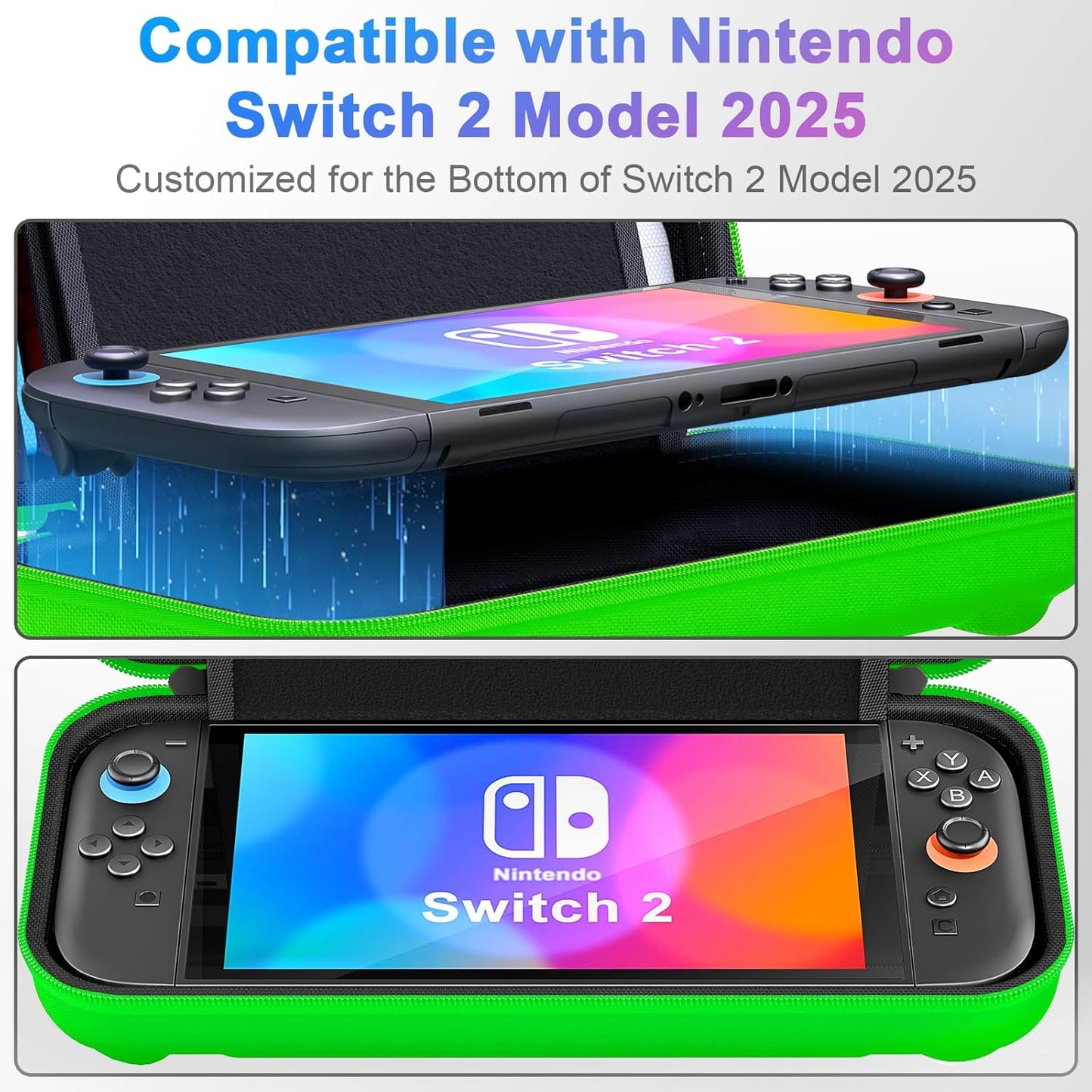 daydayup Switch Carrying Case Compatible with Nintendo Switch 2, with 24 Games Cartridges Protective Hard Shell Travel Carrying Pouch DS Case Green