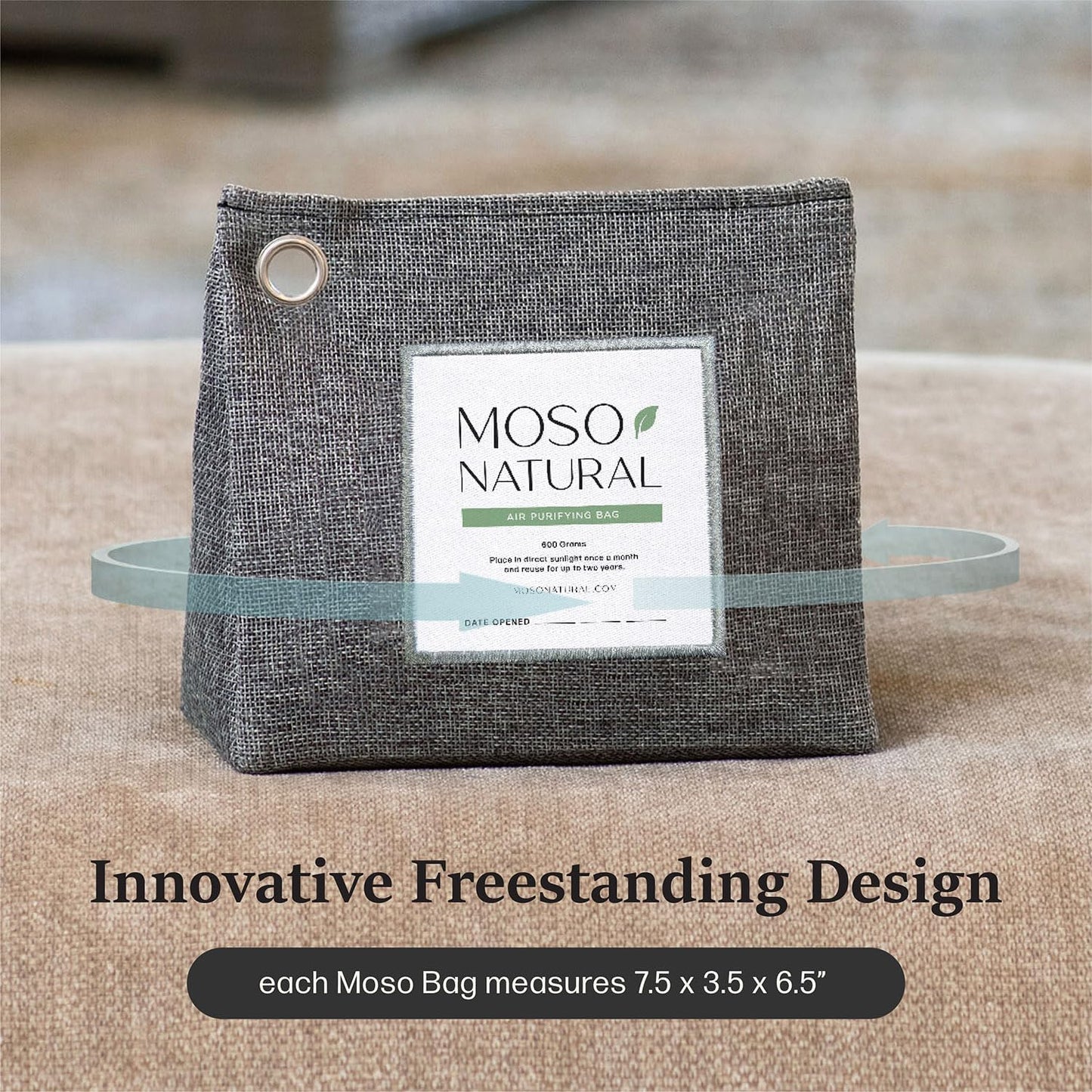 Moso Natural Air Purifying Bag 600g, Premium Charcoal Odor Absorber & Room Deodorizer for Large Spaces — Lasts 2 Years, Bedroom, Basement, Pet Odor Eliminator for Home, Unscented Bamboo Charcoal Bag