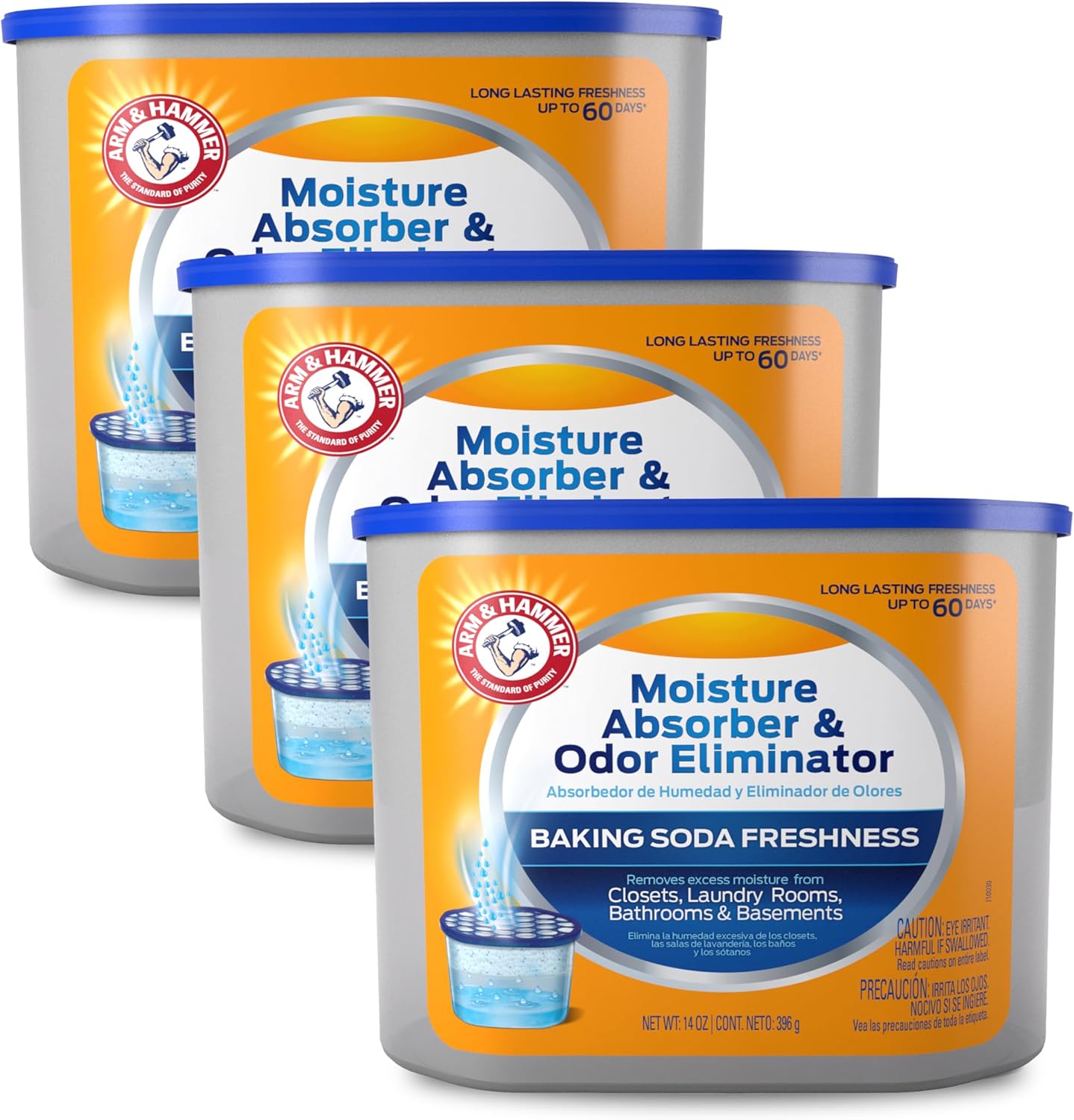 Arm & Hammer Fragrance Free Refillable Moisture Absorber and Odor Eliminator 14 oz. Tub