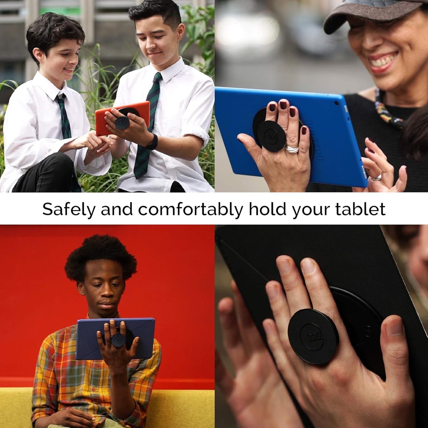 G-Hold® - Comfort Tablet Holder Works with Any Tablet, Tablet case, e-Reader, iPad - Universal, Ergonomic, Rotating, Folds Flat and Adjustable (Black)