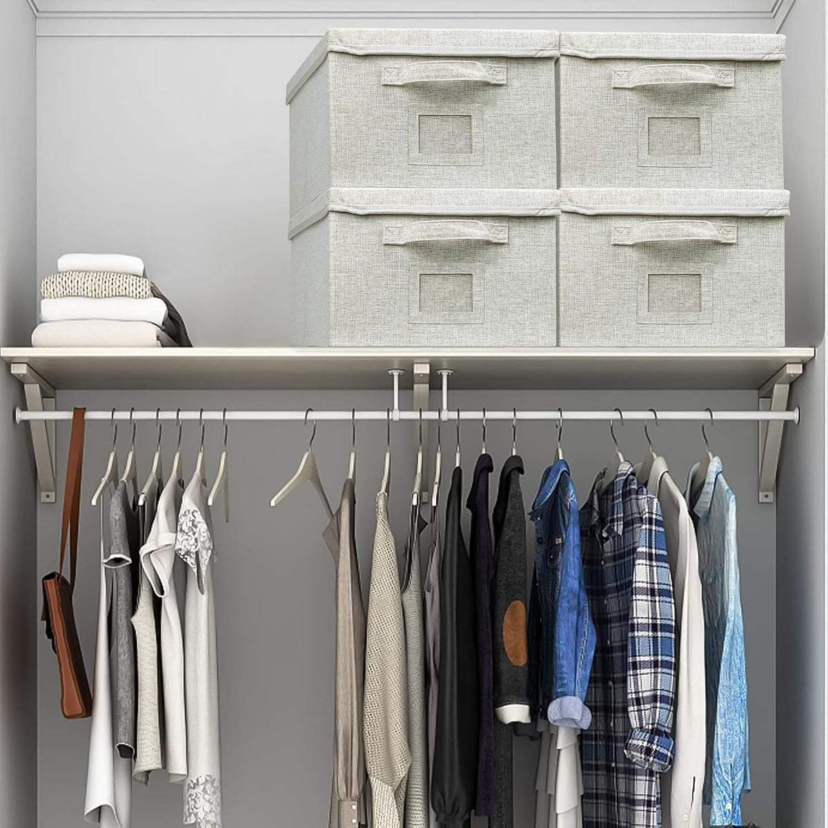 Storage Bins With Lids Closet Organizer Cabinet Box For Clothes,Toys,Shelf