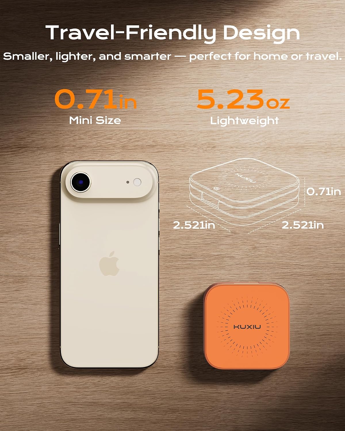 KU XIU Qi2.2 25W Magnetic Wireless Charger, Foldable 3 in 1 Travel Charging Station for iPhone 17/16/15/14/13/12, 5W for Apple Watch & AirPods, Aluminum Alloy Design, 45W GaN Adapter Included, Orange