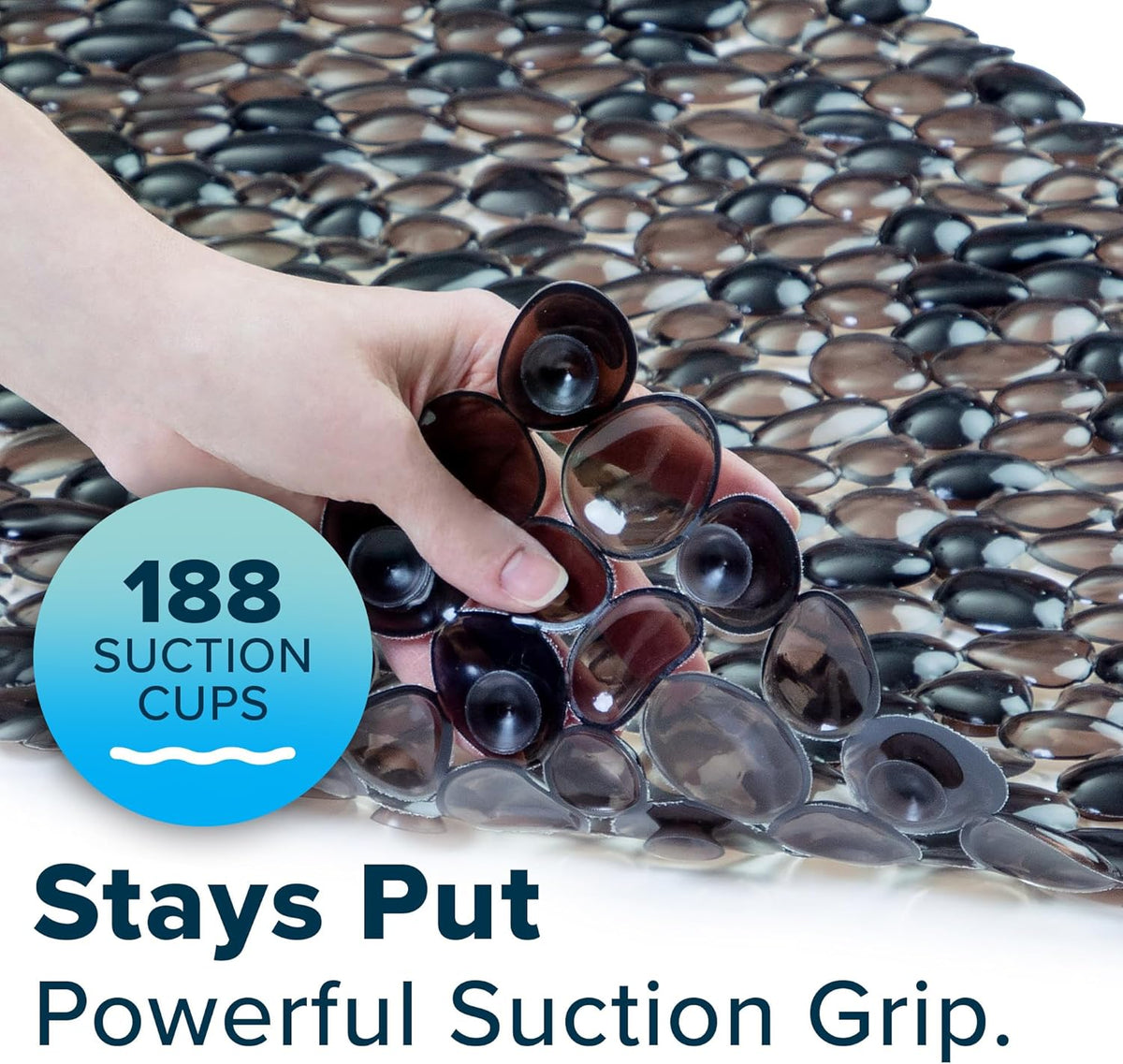 SlipX Solutions 38"x17" Pebble Non Slip Mat for Bath & Shower, Bronze