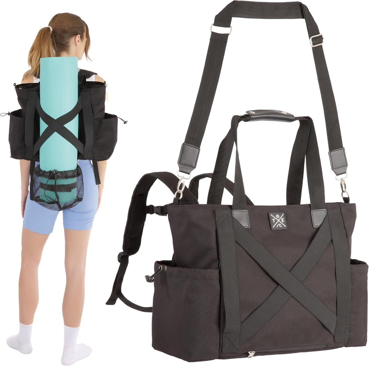 Yoga Mat Bag - Convertible Crossbody Yoga Bag, Travel Tote Back Pack