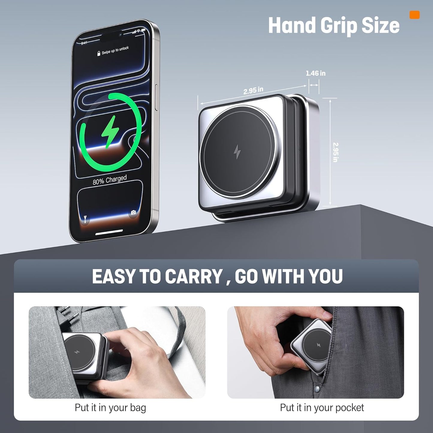 【2026 Upgraded】 Wireless Charger 3 in 1, Foldable Wireless Charging Station with Light for Apple Magnetic Charger, Travel Magnetic Charger Stand, Nightstand Fast 15W Charging Station (20W Adapter)