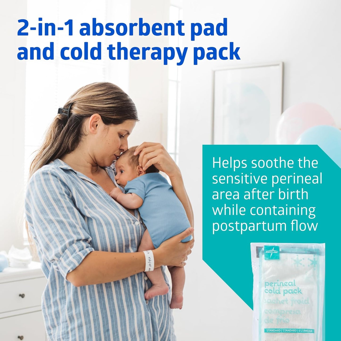 Medline Perineal Cold Packs for Postpartum Care (24 Count) Each Absorbent Pad is 4.5" x 14.25" Perfect for your After Delivery Postpartum Essentials Kit