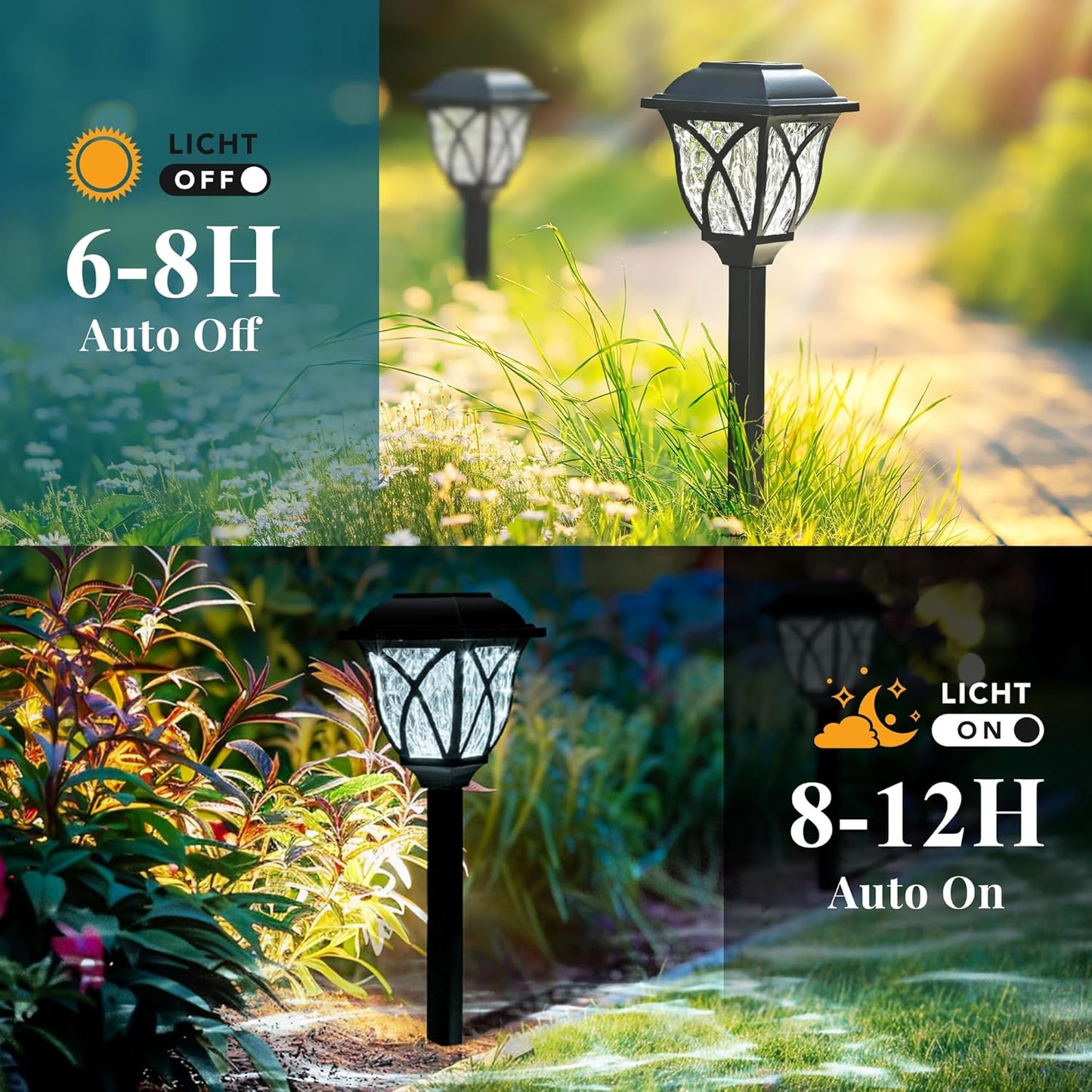 GIGALUMI 6 Pack Solar Lights Outdoor Waterproof, LED Solar Garden Lights, Outdoor Decorations, Garden Decor for Yard, Patio, Landscape, Planter, Walkway (Cold White)