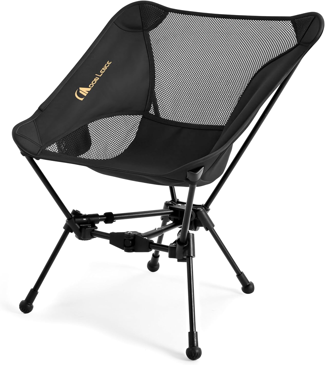 MOON LENCE Portable Camping Chair Backpacking Chair - The 4th Generation Ultralight Folding Chair - Compact, Lightweight Foldable Chairs for Hiking Mountaineering, Beach (Black-1Pack (Glod-Logo))