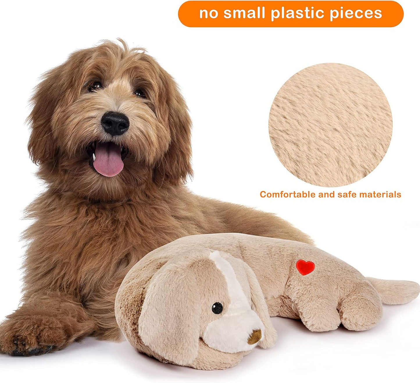 Moropaky Puppy Heartbeat Toy Heartbeat Stuffed Toy for Dogs, Dog Heartbeat Toy for Pet Anxiety Relief Sleep Aid Cuddle Comfort Calming Crate Kennel Training, Puppy Essentials