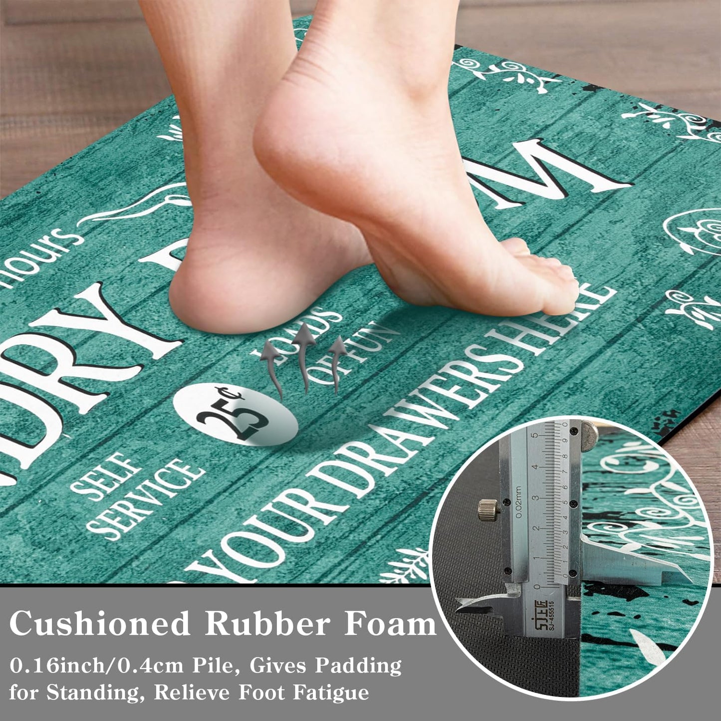 Lahome Remi Farmhouse Laundry Room Rug Runner 20"x59" Laundry Rugs and Mats for Laundry Room Non Skid Washable Floor Carpet Runner Rug for Washroom Mudroom Kitchen Bathroom Hallway Decor, Teal