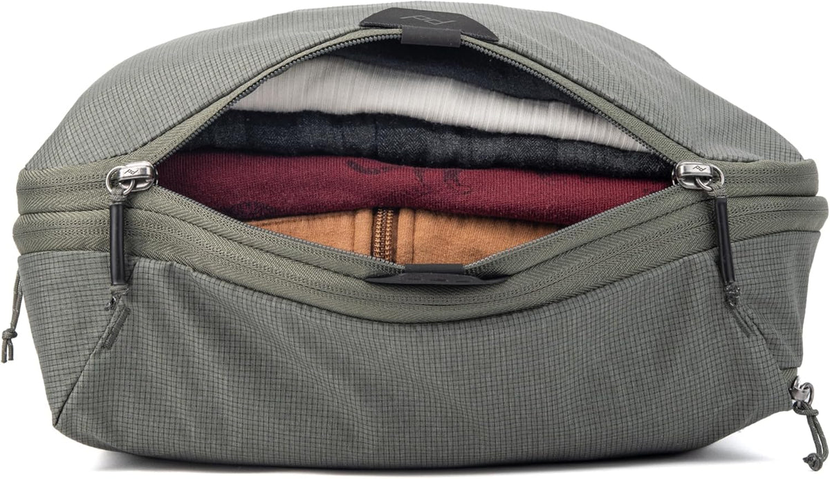Peak Design Packing Cube, Sage, Weatherproof Luggage Cube with Dual Compartment Organization, Expansion and Compression, Zipper Opening, Travel Organizer for Men and Women, Size M