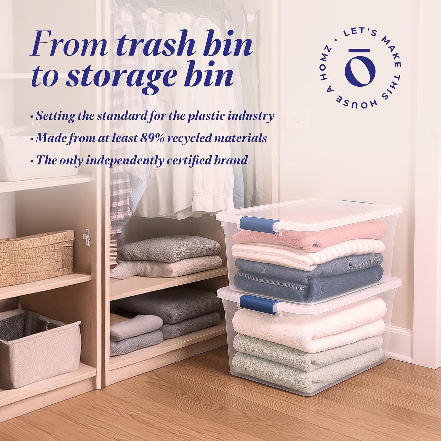 HOMZ Secure Latch, Clear Plastic Storage Organizer Bins, 31 Quart, 8 Pack | Heavy-Duty Stackable Containers, Large Organizer Box for Homes, Offices, and Garages
