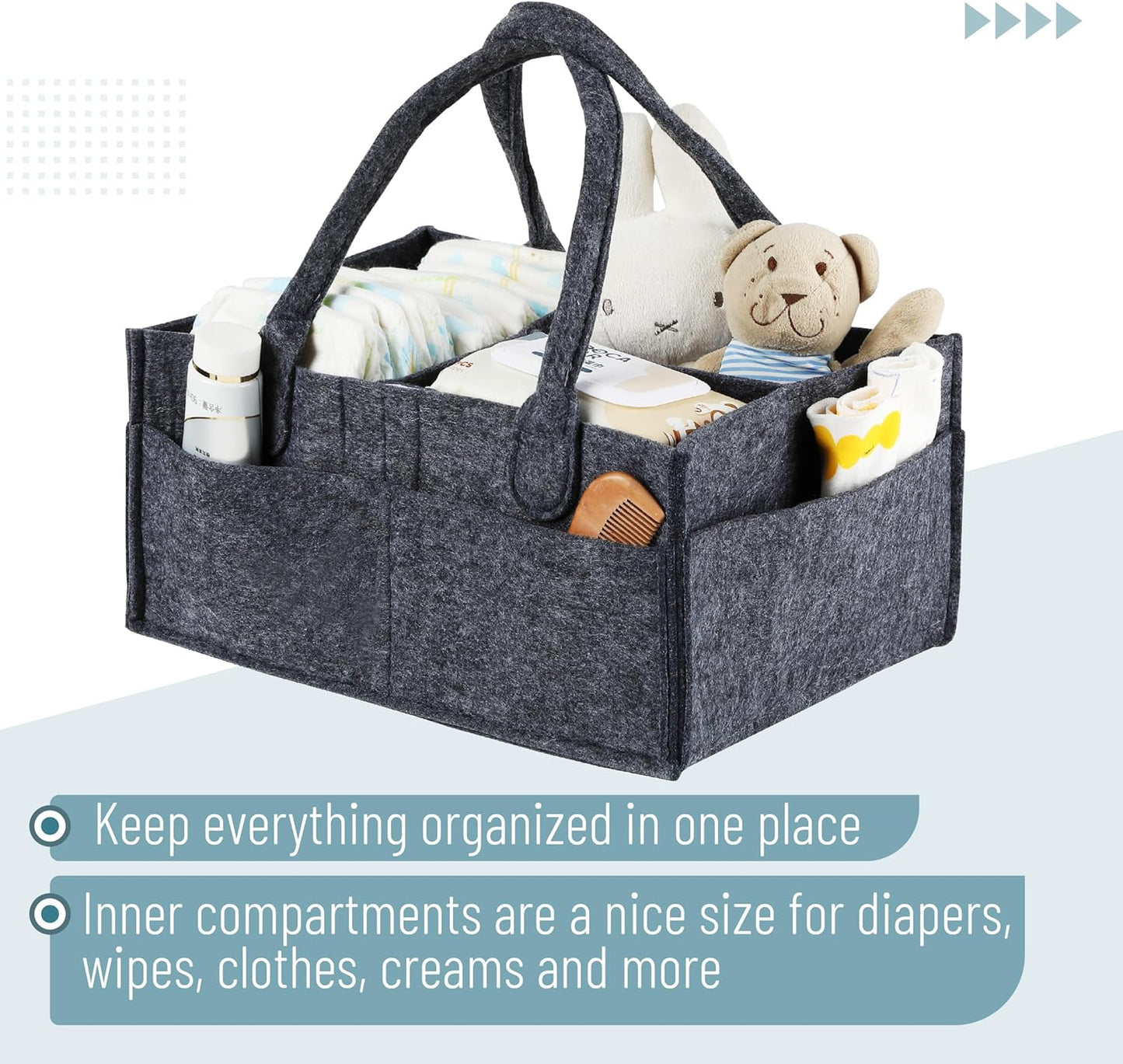 Mr. Pen- Baby Diaper Caddy Organizer, Charcoal Gray, Nursery Storage Bin and Car Organizer for Diapers and Baby Wipes