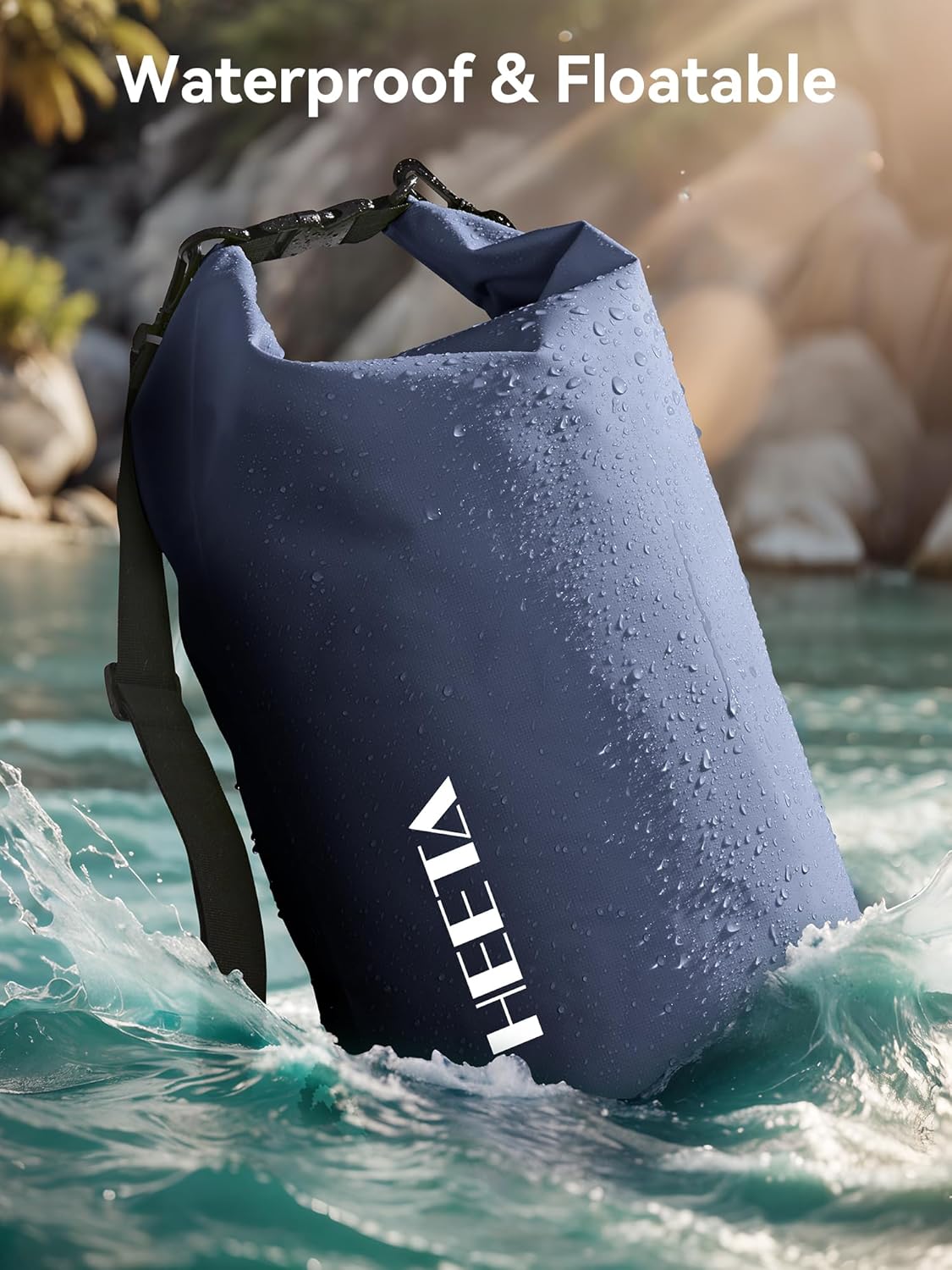 HEETA Waterproof Dry Bag for Women Men, 5L/10L/20L/30L/40L Roll Top Lightweight Dry Storage Bag Backpack with Emergency Whistle for Travel, Kayaking, Boating, Camping, Beach, Cruise Ship Essentials