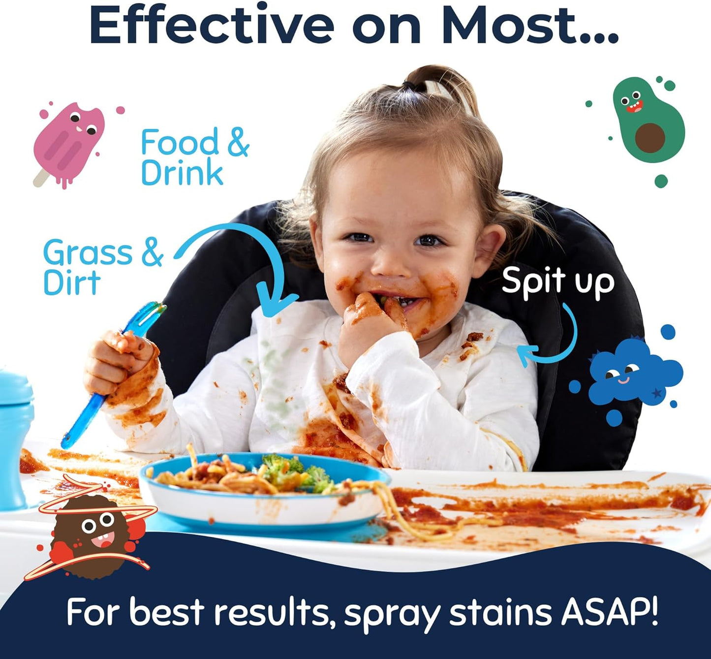 Miss Mouth's Messy Eater Stain Treater Spray - 4oz 2 Pack Stain Remover - Newborn & Baby Essentials - No Dry Cleaning Food, Grease, Coffee Off Laundry, Underwear, Fabric