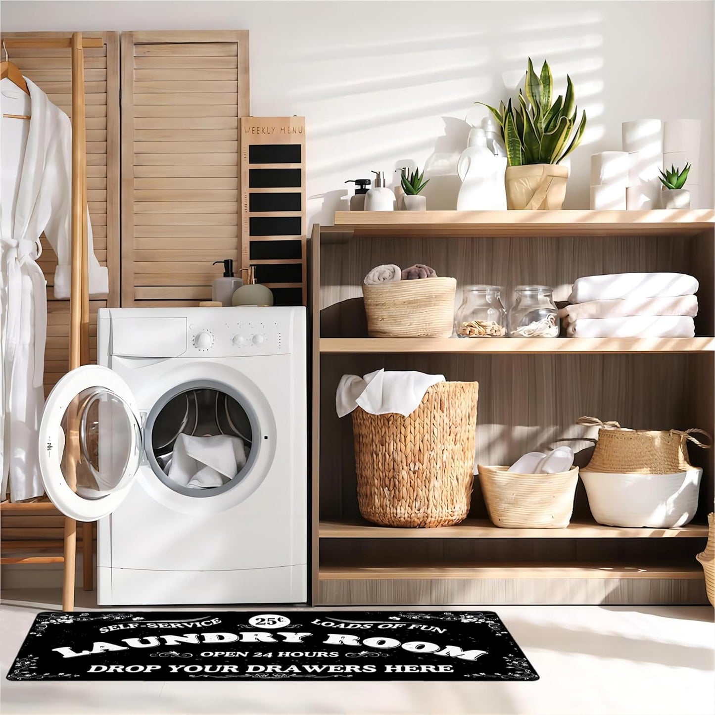 Zoke Laundry Room Rug Runner Stylish Non-Slip Laundry Room Mat 20"x47", Versatile, Waterproof Runner for Laundry, Kitchen, and Bathroom, Mudroom Decor and Farmhouse Charm