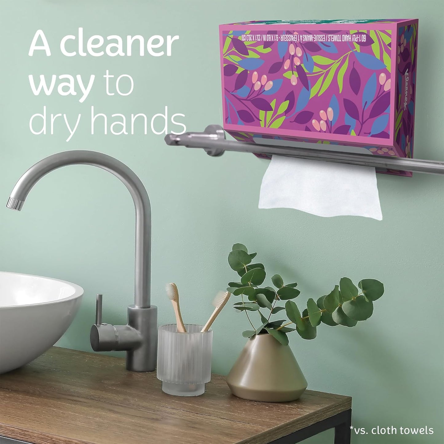 Kleenex Disposable Paper Hand Towels, 6 Boxes, 60 Tissues per Box (360 Total Tissues), Packaging May Vary