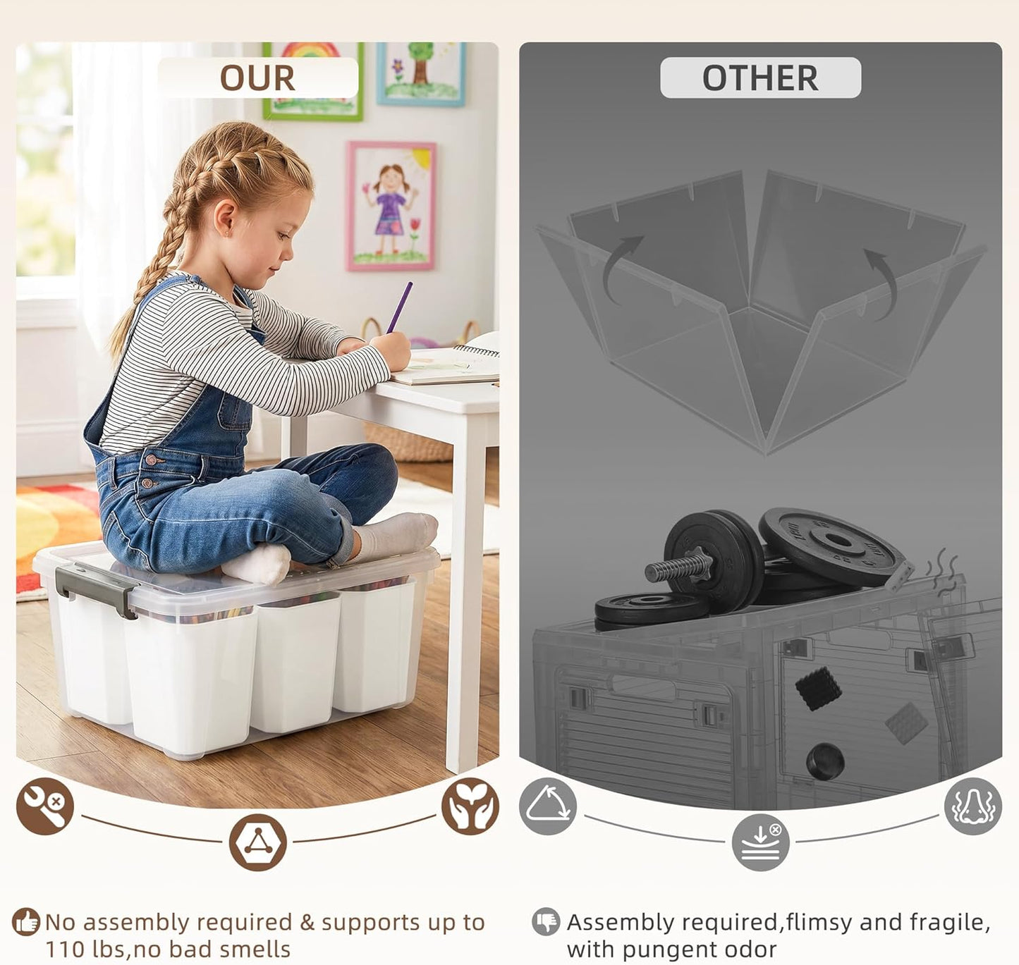 Citylife 17 QT Plastic Storage Bins Clear Storage Box with Lids Multipurpose Stackable Storage Containers for Organizing Tool, Craft, Crayon