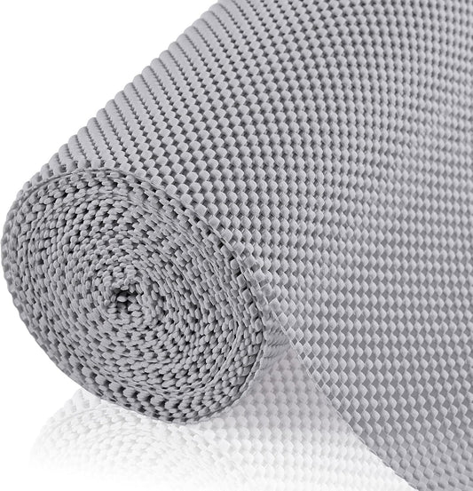 2 Rolls of ALIUNI Breathable Shelf Liners Bundle, White and Grey