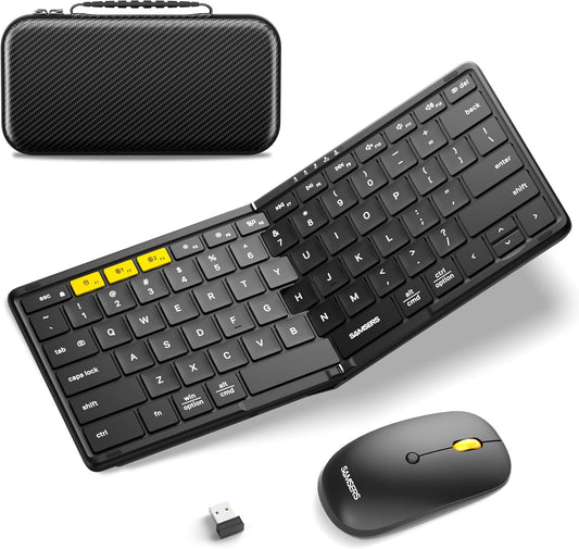 Samsers Full-Size Travel Foldable Keyboard and Mouse for Travel Home Use