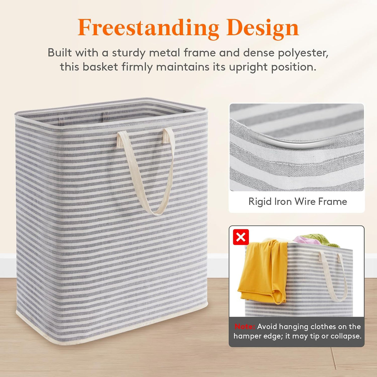 Lifewit 105L Large Collapsible Laundry Basket with Extended Handles, Grey