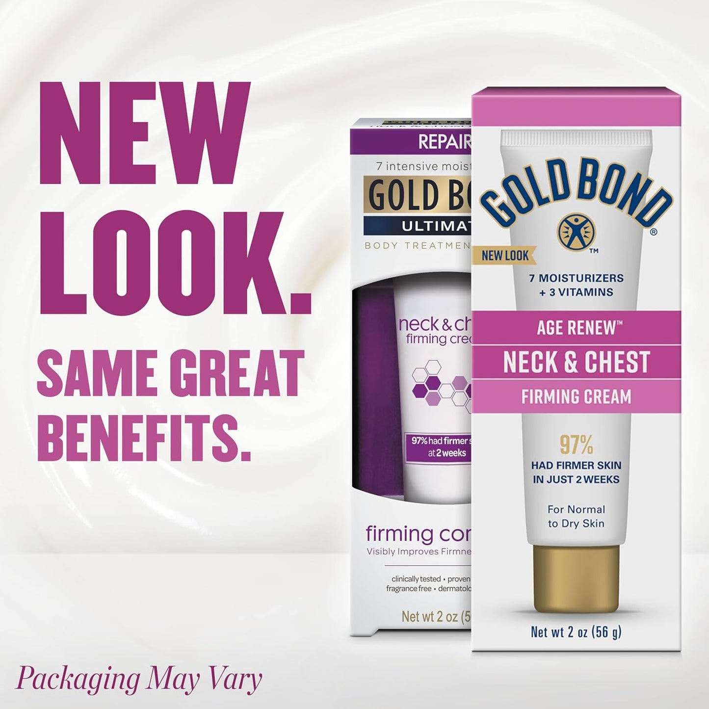 Gold Bond Age Renew Neck & Chest Firming Cream, 2 Oz, Hydrates, Renews, and Visibly Improves Firmness, Texture & Elasticity of Aging Skin, Non-Greasy, Dermatologist-Tested, Hypoallergenic, Unscented