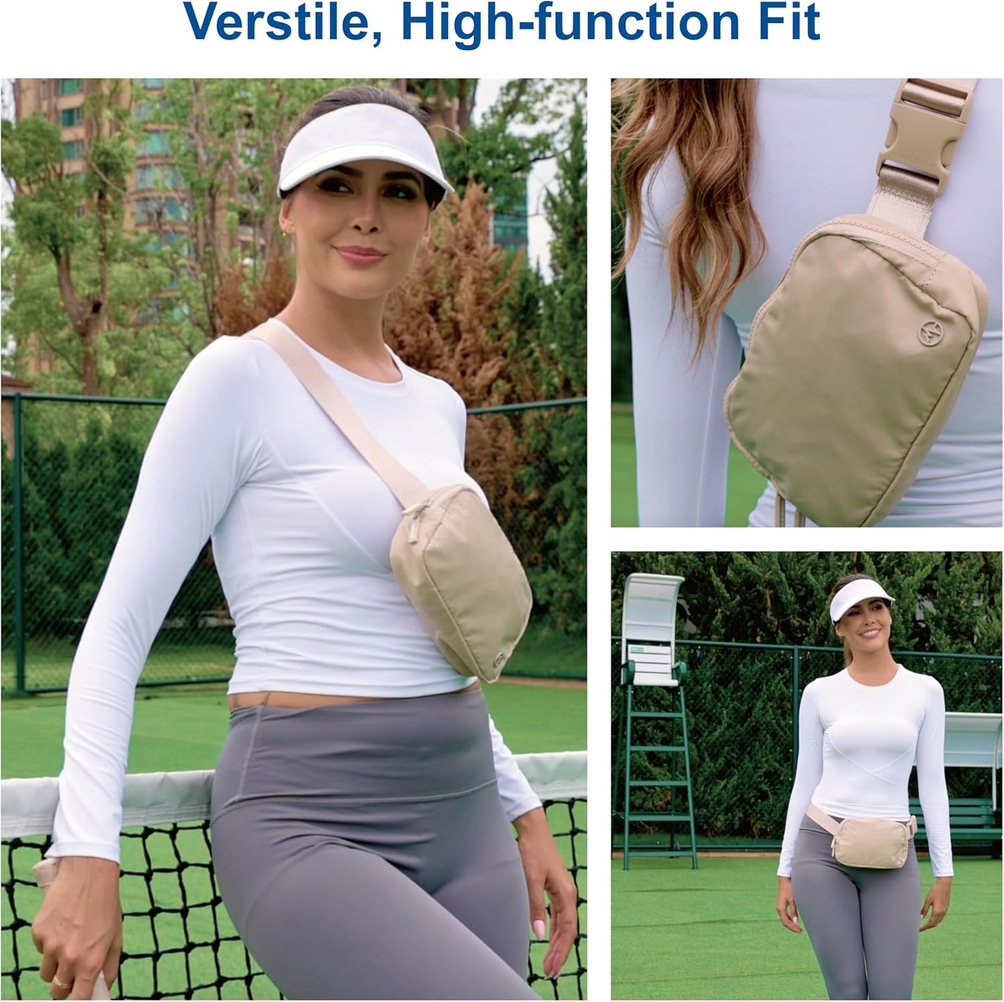 Pander Two Way Zipper Fanny Pack Nylon Everywhere Belt Bag for Women, Water Repellent Waist Packs, Crossbody Bags with Adjustable Strap (Black).