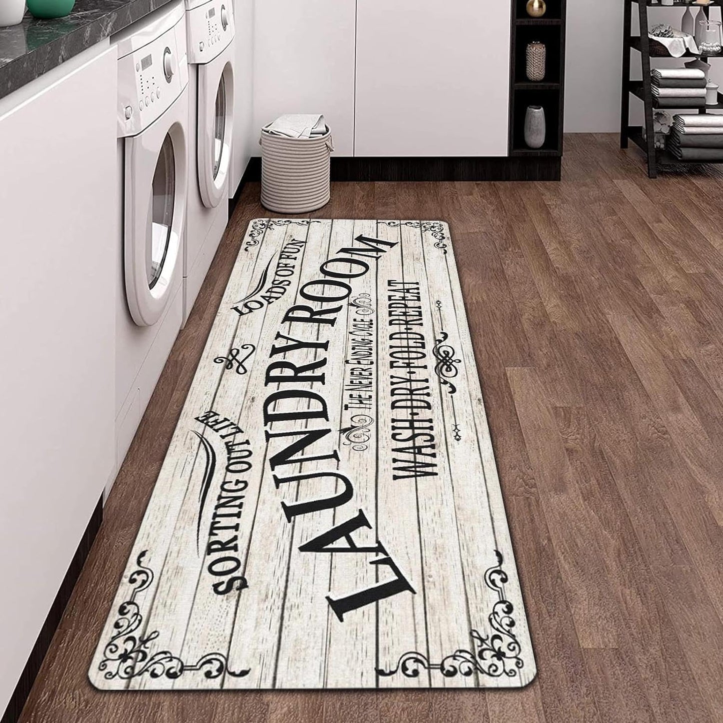 Non Slip Laundry Room Rug - Farmhouse Kitchen Floor Mat -Laundry Room Rug- Runner Decor -Washable Floor Carpet for Washroom Mudroom Kitchen Bathroom Hallway-20 x48