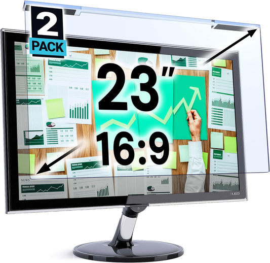 VINTEZ Blue Light Screen Protector for 23 Inch Computer Monitor and Laptop – Anti-UV Blue Light Blocking Film for Desktop PC, Eye Protection Filter, 20.6" x 12", 2 Pack
